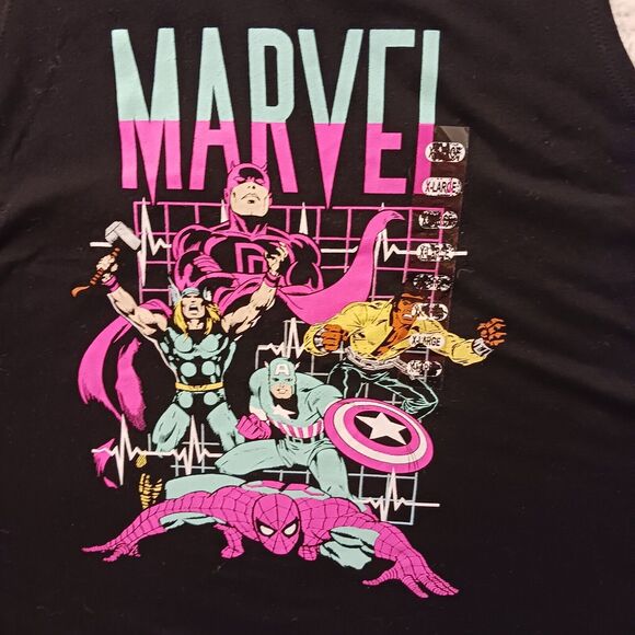 Marvel Comics Tank Top Sz XL Black Open Racer Back Sleeveless Graphic Print NEW - Picture 2 of 13